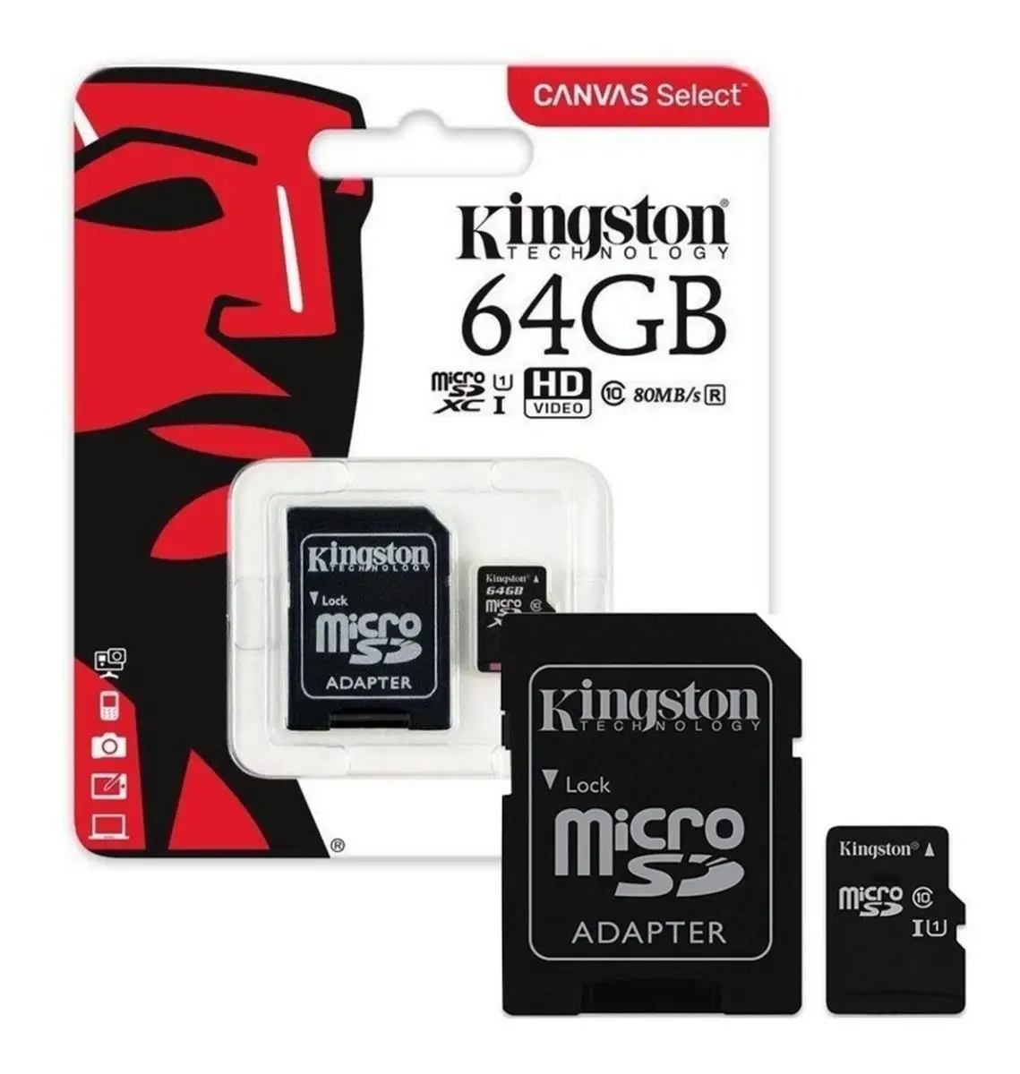 Tarjeta microSD Kingston Clase 10 velocidades de UHS-I 64gb