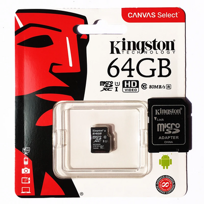 Tarjeta microSD Kingston Clase 10 velocidades de UHS-I 64gb