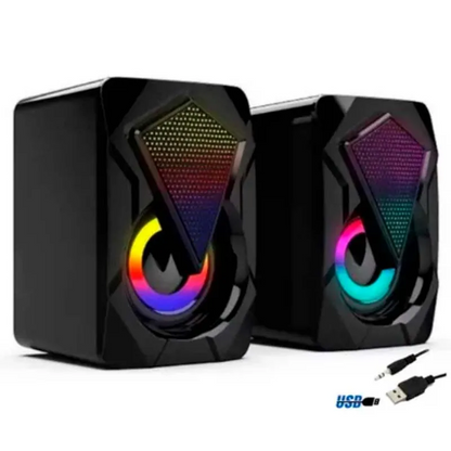 Altavoz portátil inteligente con modo Extra graves, altavoz estéreo Multimedia con USB, conector de Audio de 3,5 MM, luces coloridas RGB, 1 Juego, 2 uds