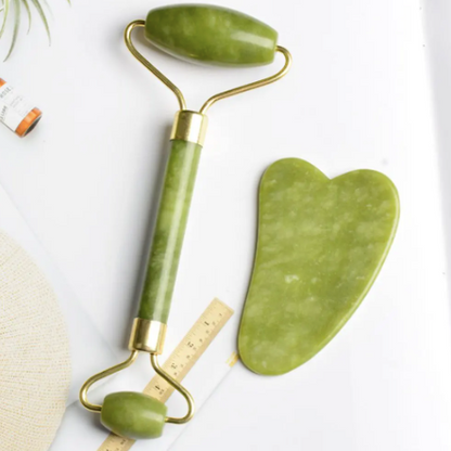Kit de Masaje Facial de Cuarzo Jade Natural