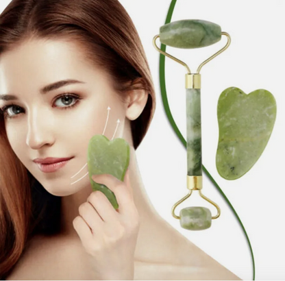 Kit de Masaje Facial de Cuarzo Jade Natural
