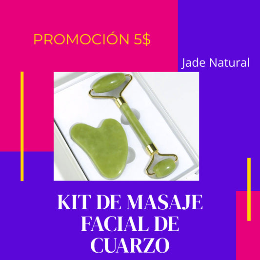 Kit de Masaje Facial de Cuarzo Jade Natural